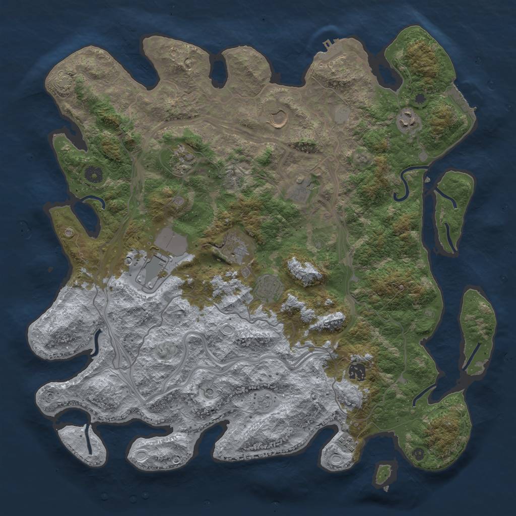 Rust Map: Procedural Map, Size: 4300, Seed: 5552, 17 Monuments