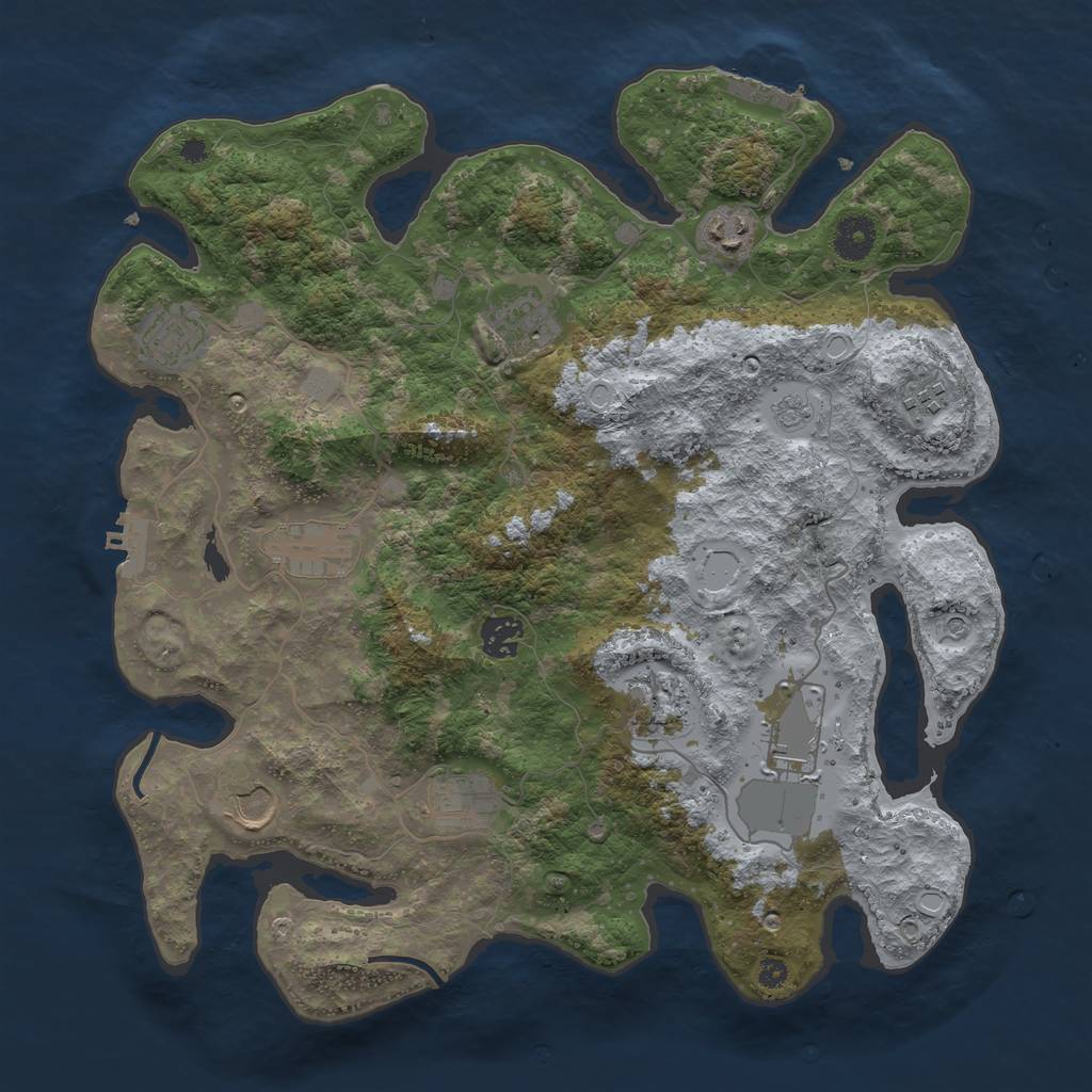 Rust Map: Procedural Map, Size: 3750, Seed: 760224160, 17 Monuments