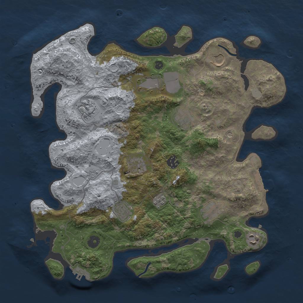 Rust Map: Procedural Map, Size: 3700, Seed: 992357360, 17 Monuments