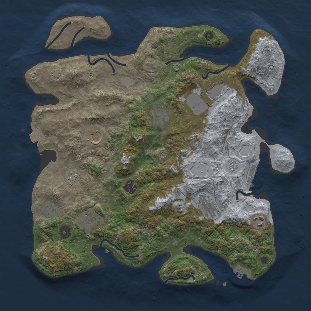 Rust Map: Procedural Map, Size: 3672, Seed: 35217, 17 Monuments