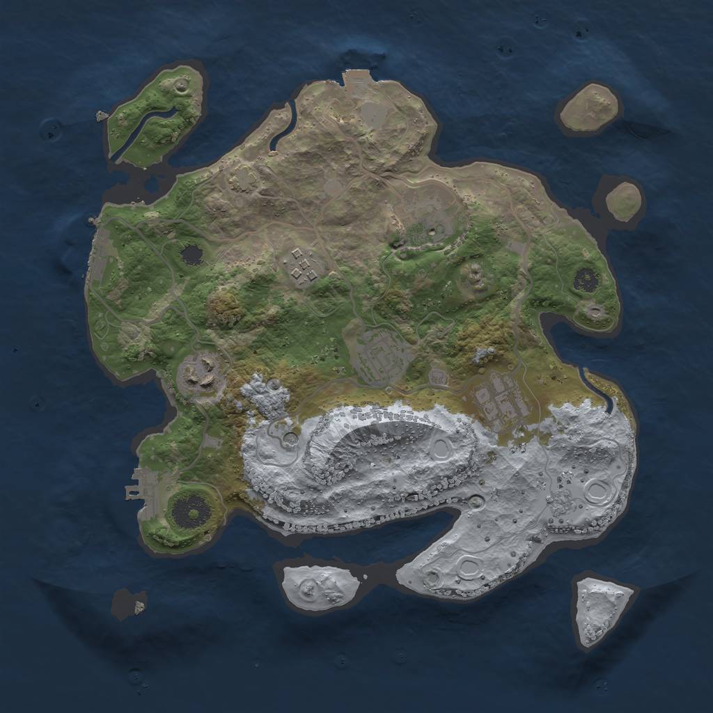 Rust Map: Procedural Map, Size: 3000, Seed: 458924, 13 Monuments