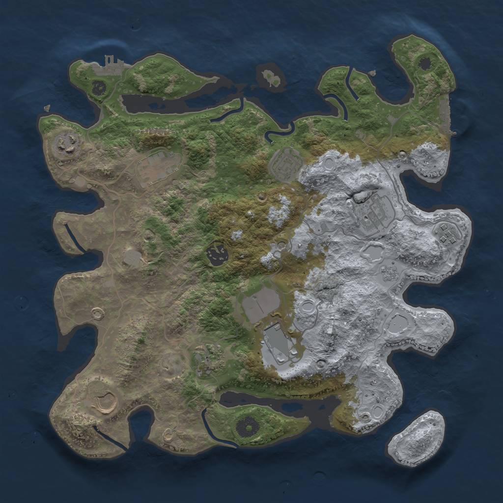 Rust Map: Procedural Map, Size: 3500, Seed: 270882568, 16 Monuments
