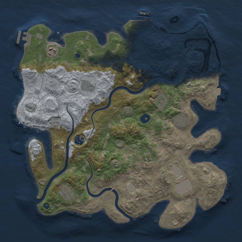 Rust Map: Procedural Map, Size: 3850, Seed: 253599761, 15 Monuments