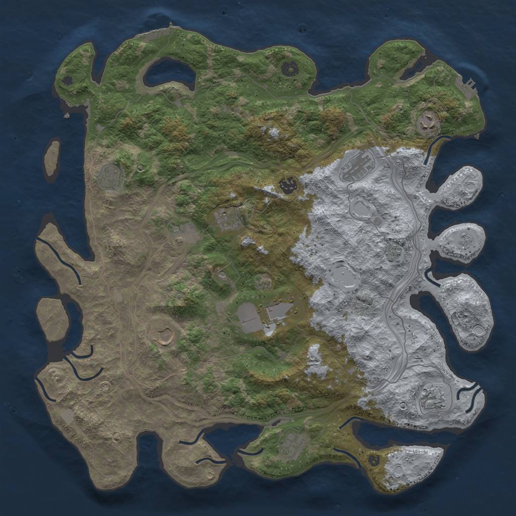 Rust Map: Procedural Map, Size: 4500, Seed: 1430981138, 18 Monuments