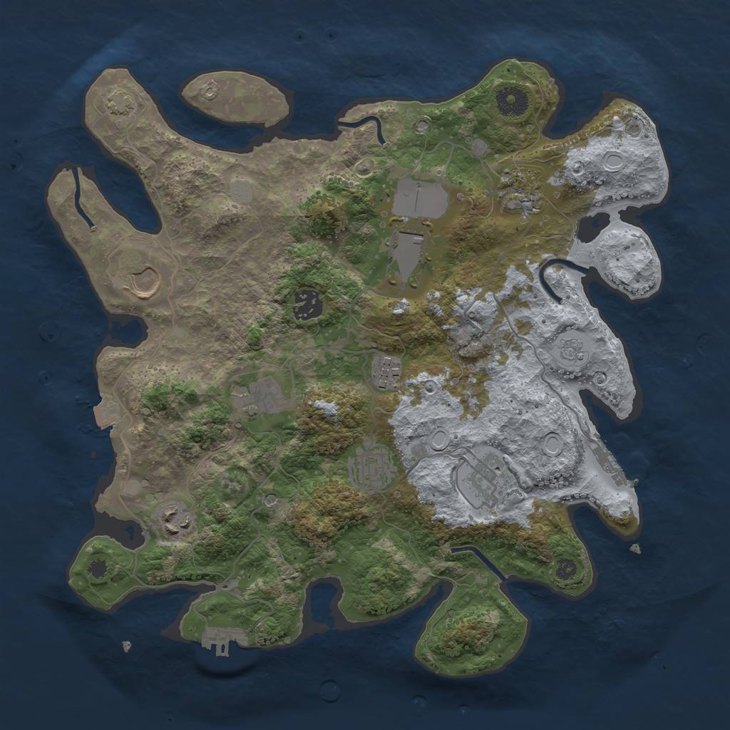 Rust Map: Procedural Map, Size: 3500, Seed: 3238899, 17 Monuments