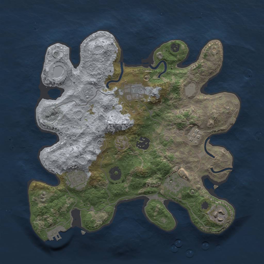 Rust Map: Procedural Map, Size: 3000, Seed: 2135704859, 12 Monuments