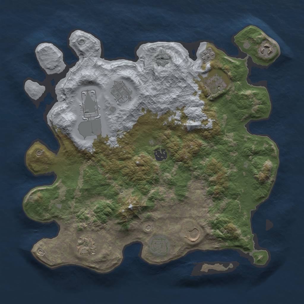 Rust Map: Barren, Size: 3500, Seed: 648252, 12 Monuments