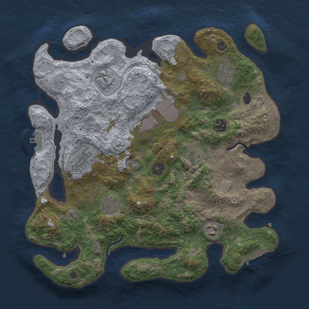 Rust Map: Procedural Map, Size: 3500, Seed: 1238687289, 15 Monuments