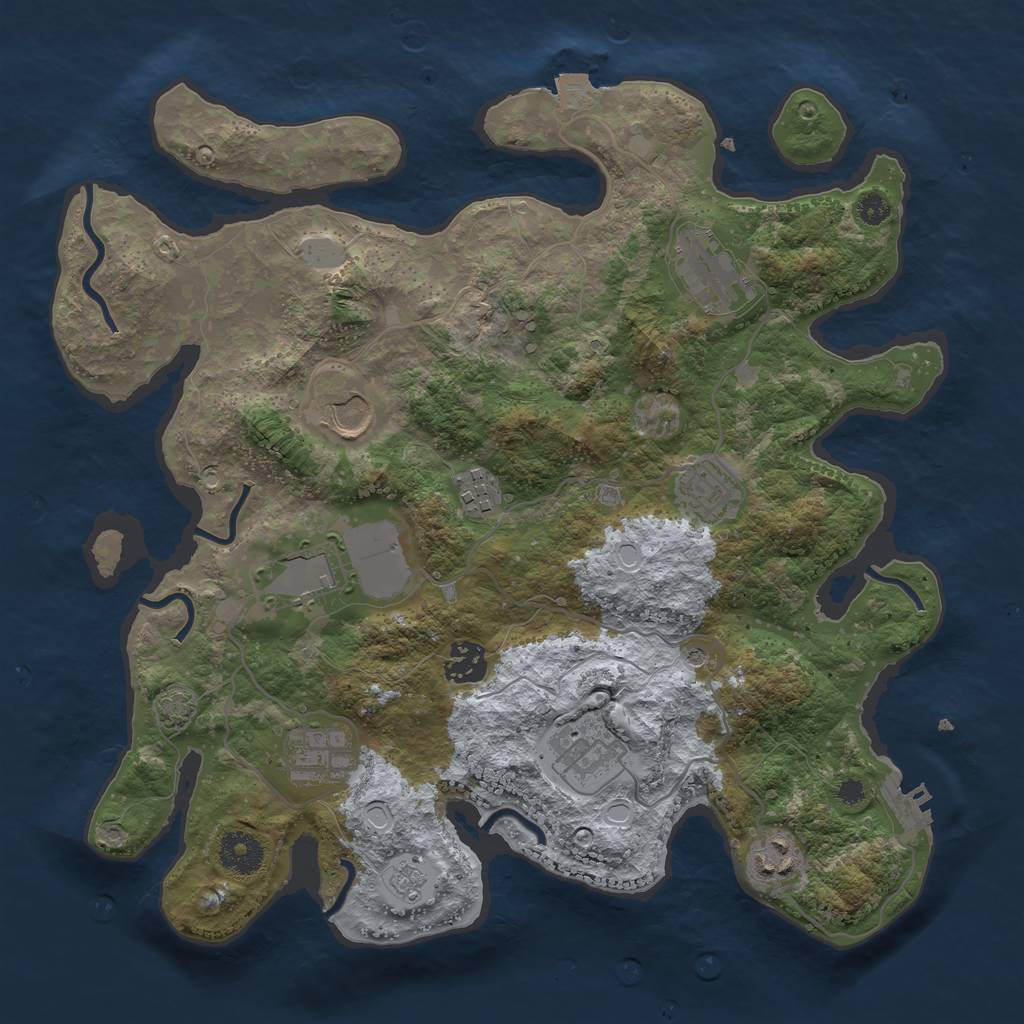 Rust Map: Procedural Map, Size: 3500, Seed: 485622431, 16 Monuments