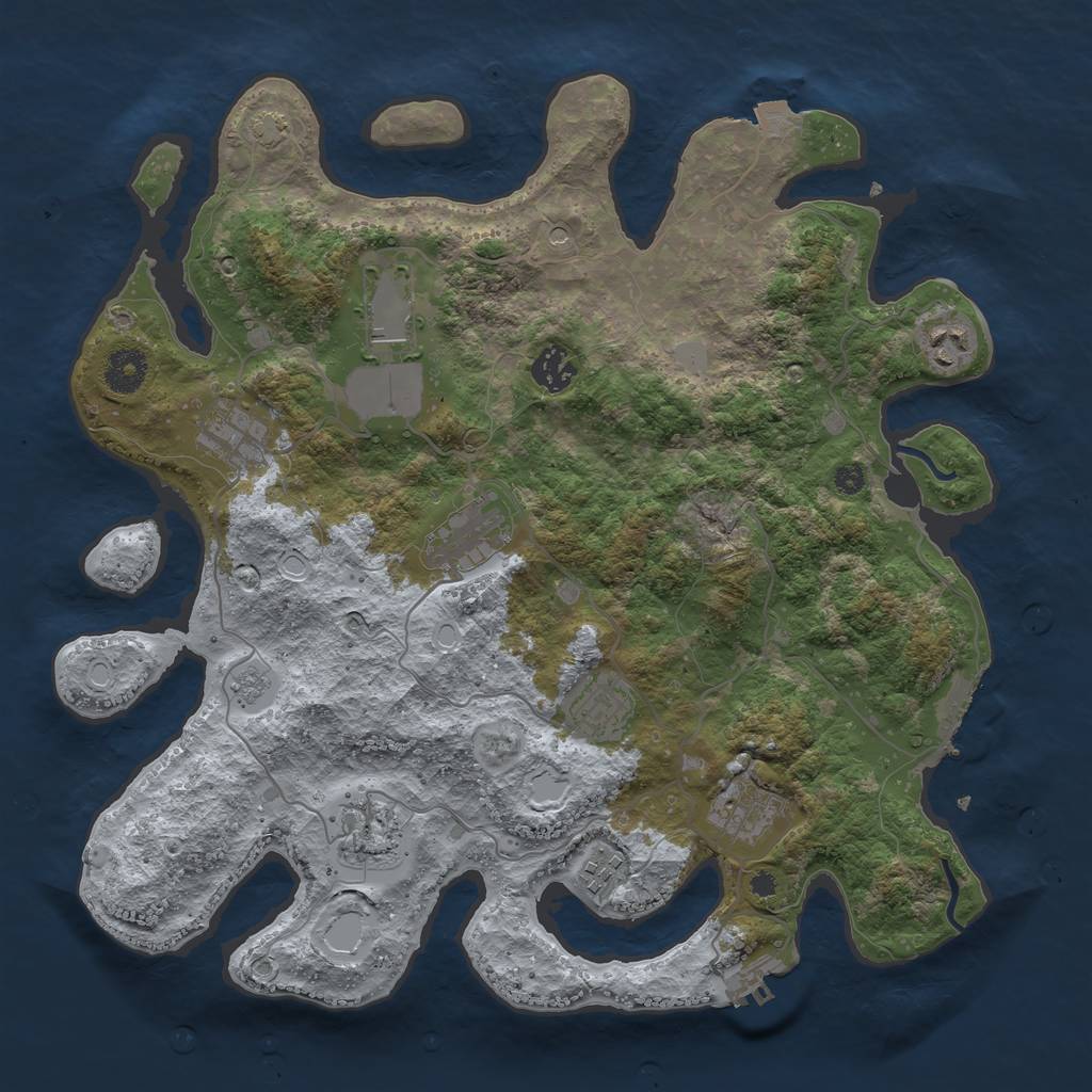 Rust Map: Procedural Map, Size: 3700, Seed: 1328276341, 17 Monuments