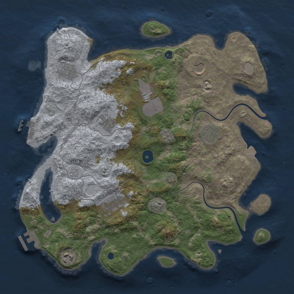 Rust Map: Procedural Map, Size: 3696, Seed: 369823, 14 Monuments