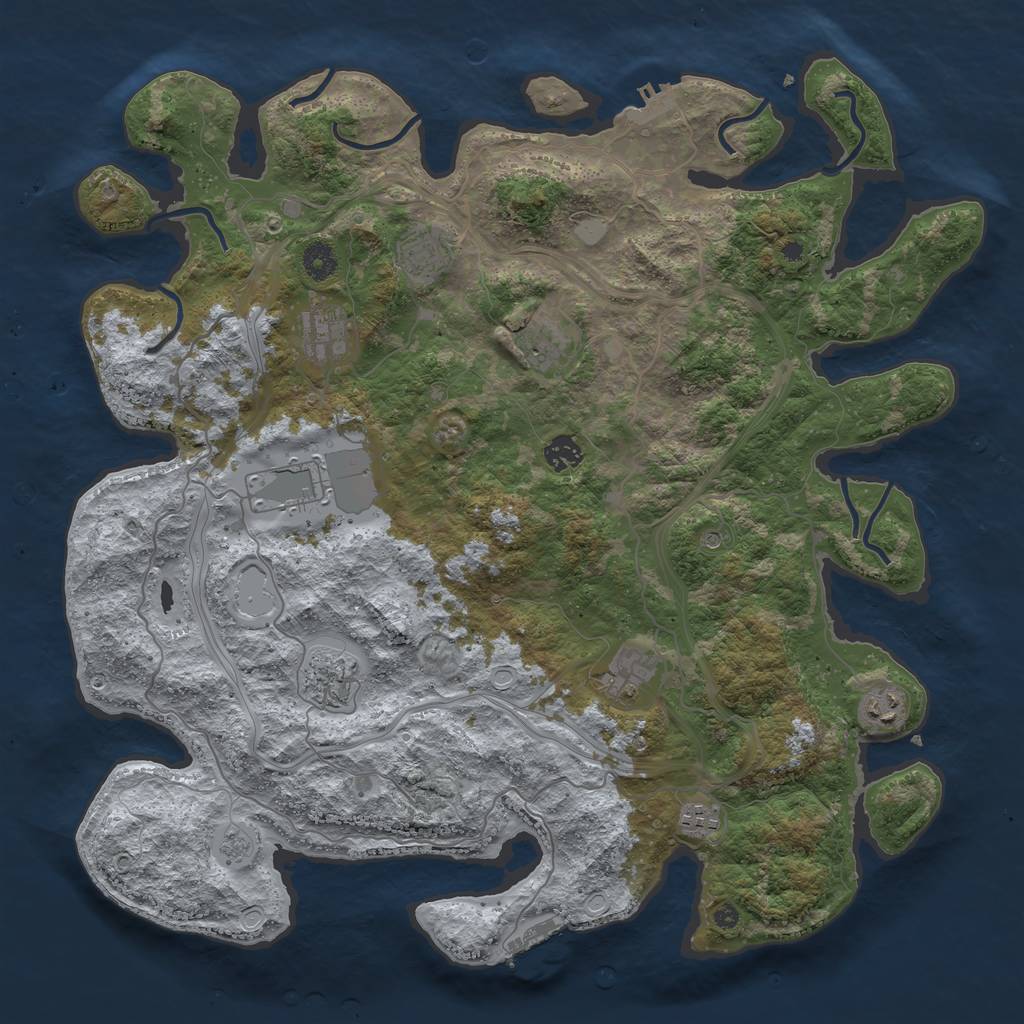 Rust Map: Procedural Map, Size: 4250, Seed: 1765142398, 16 Monuments