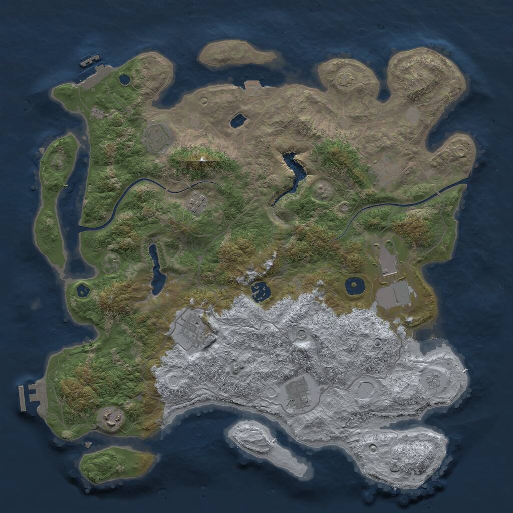 Rust Map: Procedural Map, Size: 4000, Seed: 729048056, 14 Monuments