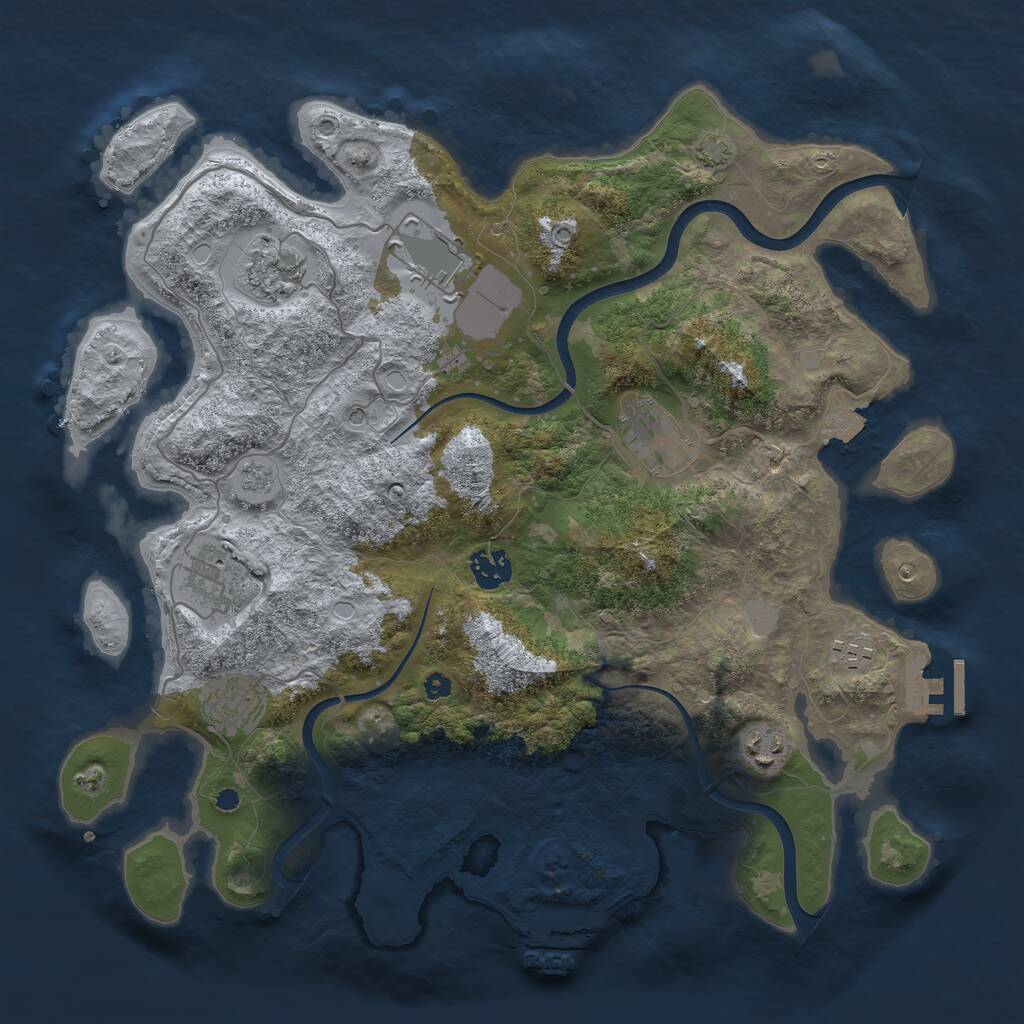 Rust Map: Procedural Map, Size: 3750, Seed: 1823161771, 14 Monuments