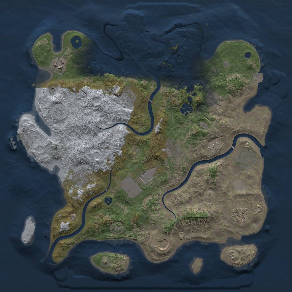 Rust Map: Procedural Map, Size: 3700, Seed: 989131929, 17 Monuments