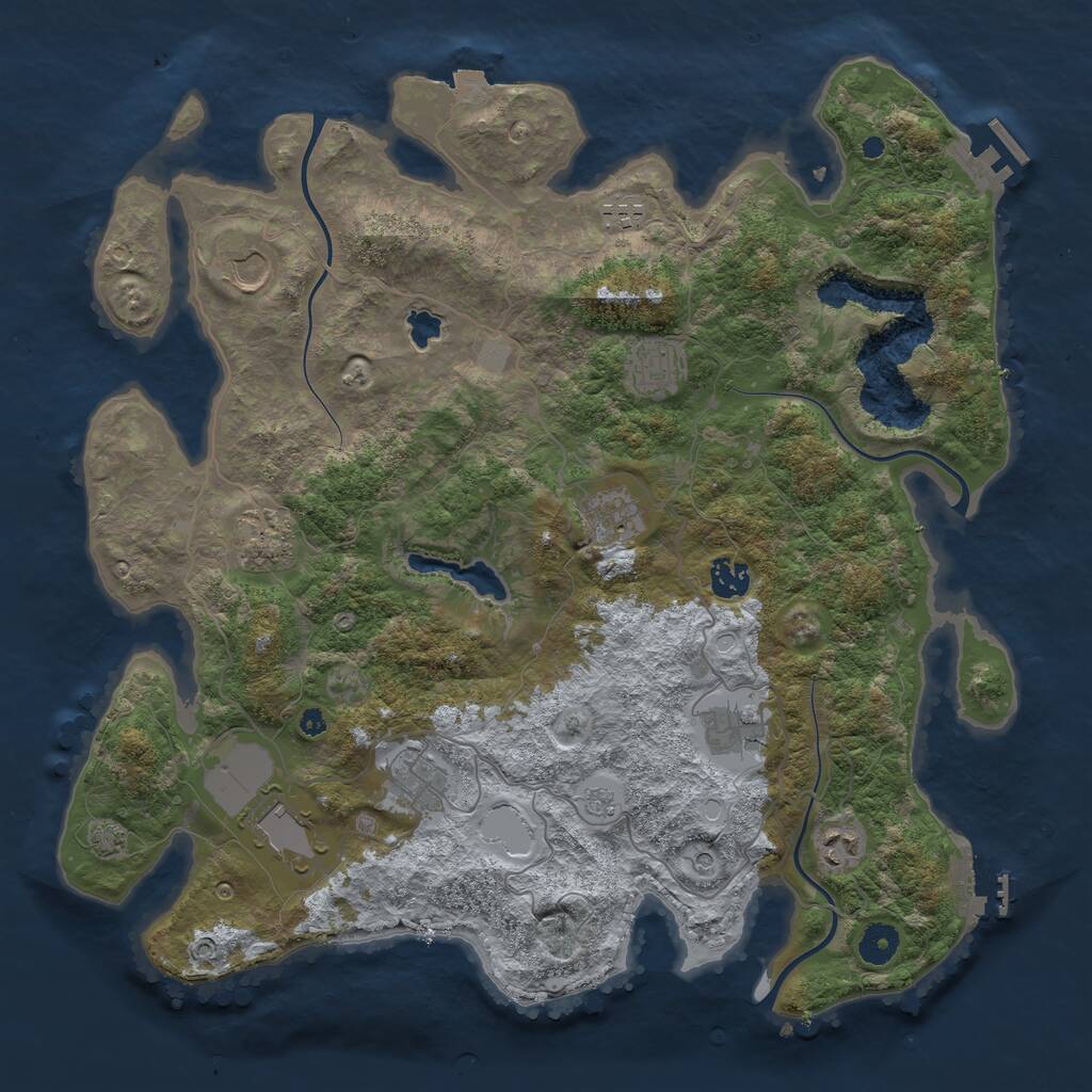 Rust Map: Procedural Map, Size: 4050, Seed: 2087203267, 16 Monuments