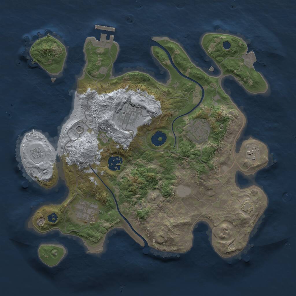 Rust Map: Procedural Map, Size: 3000, Seed: 610171555, 10 Monuments