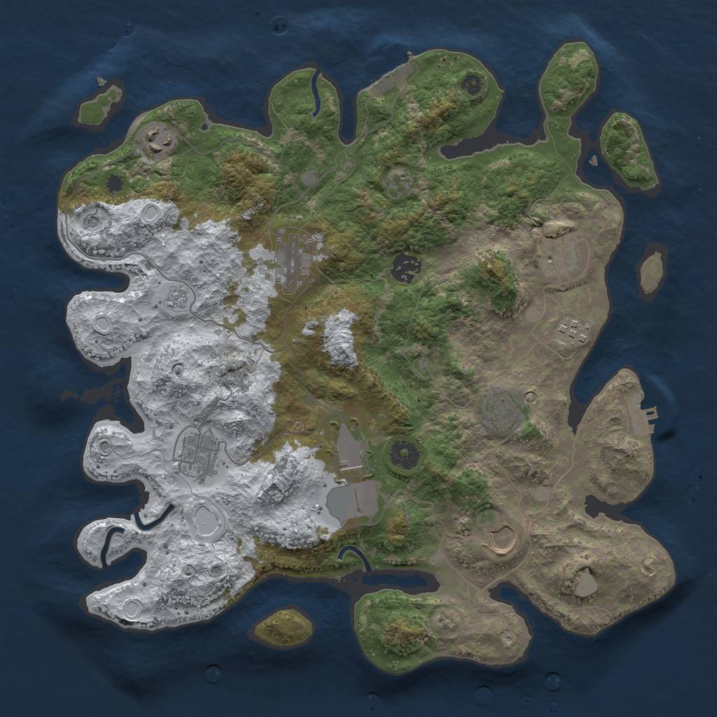 Rust Map: Procedural Map, Size: 3700, Seed: 2053250706, 18 Monuments