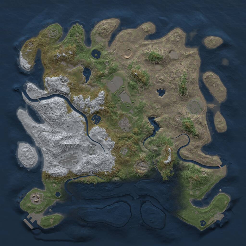 Rust Map: Procedural Map, Size: 4000, Seed: 1873350016, 13 Monuments