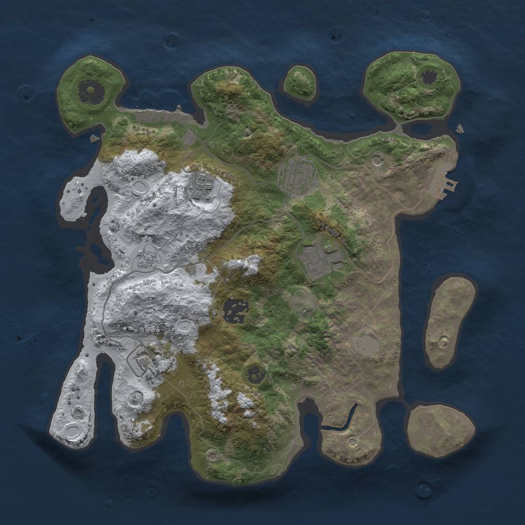 Rust Map: Procedural Map, Size: 3000, Seed: 1529174250, 14 Monuments