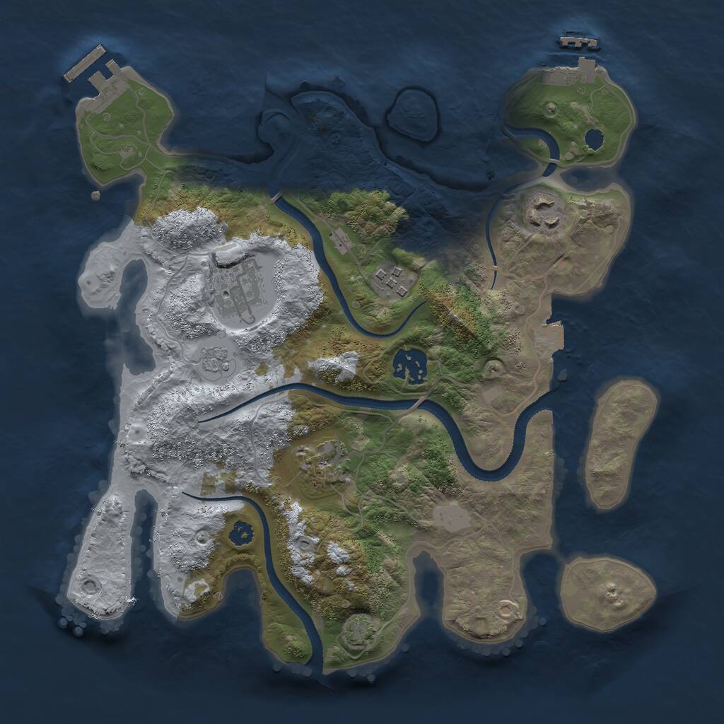 Rust Map: Procedural Map, Size: 3000, Seed: 1529174250, 10 Monuments