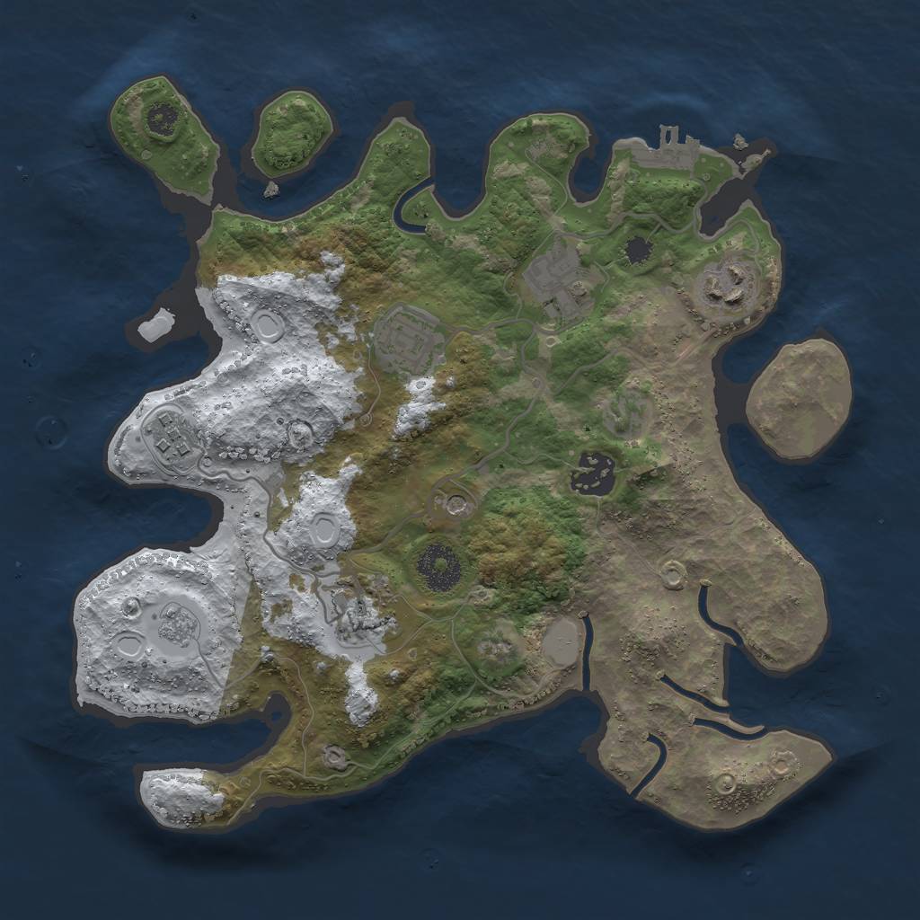 Rust Map: Procedural Map, Size: 3000, Seed: 91646319, 14 Monuments