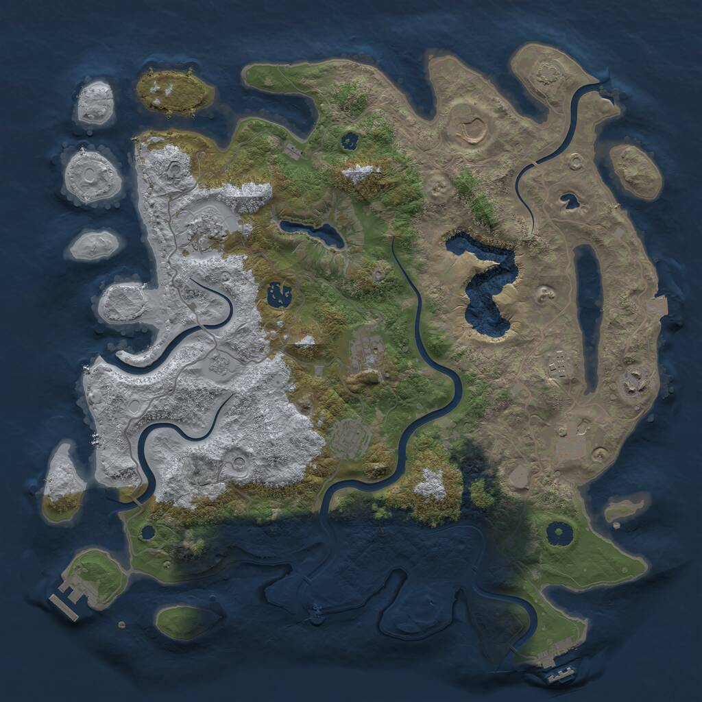 Rust Map: Procedural Map, Size: 4050, Seed: 1382542411, 14 Monuments