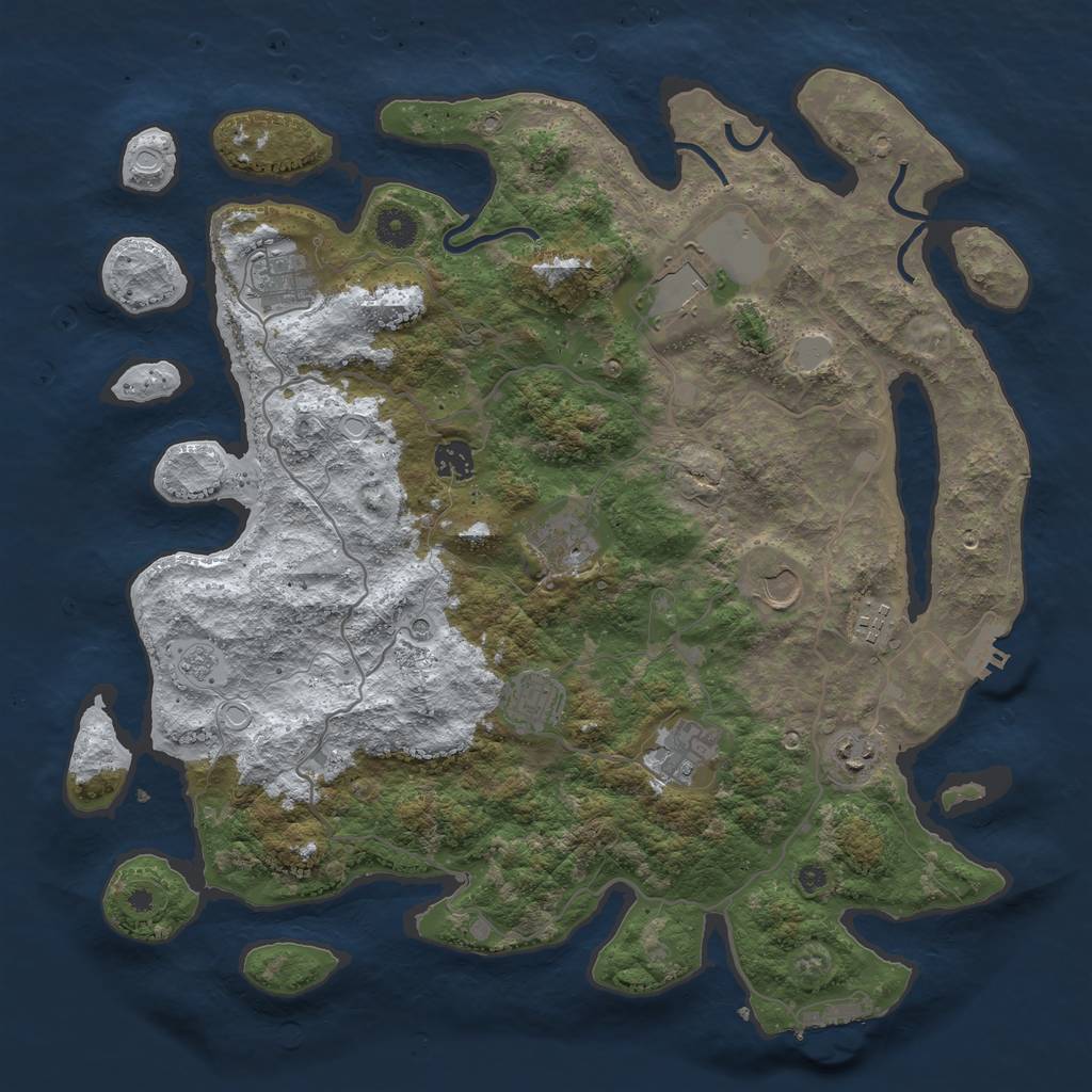 Rust Map: Procedural Map, Size: 4050, Seed: 1382542411, 18 Monuments