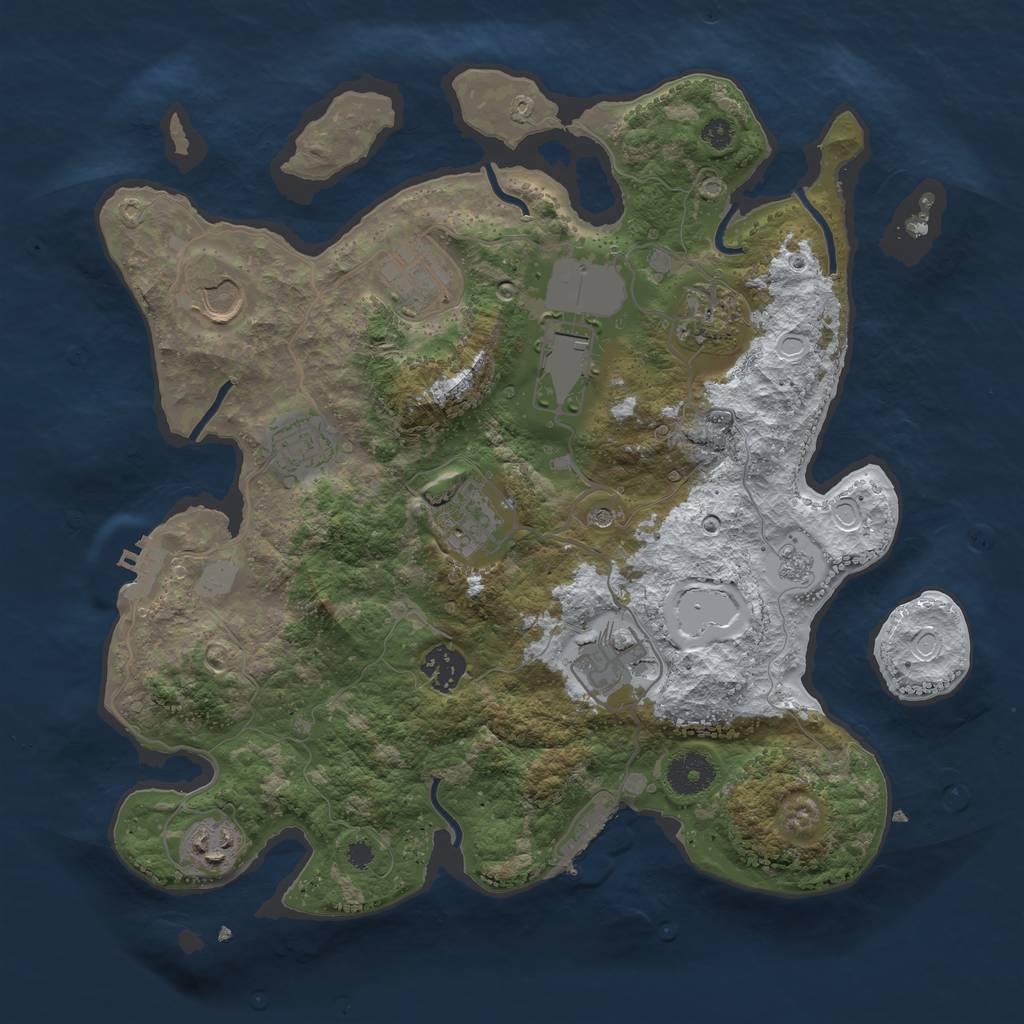 Rust Map: Procedural Map, Size: 3500, Seed: 392458, 18 Monuments