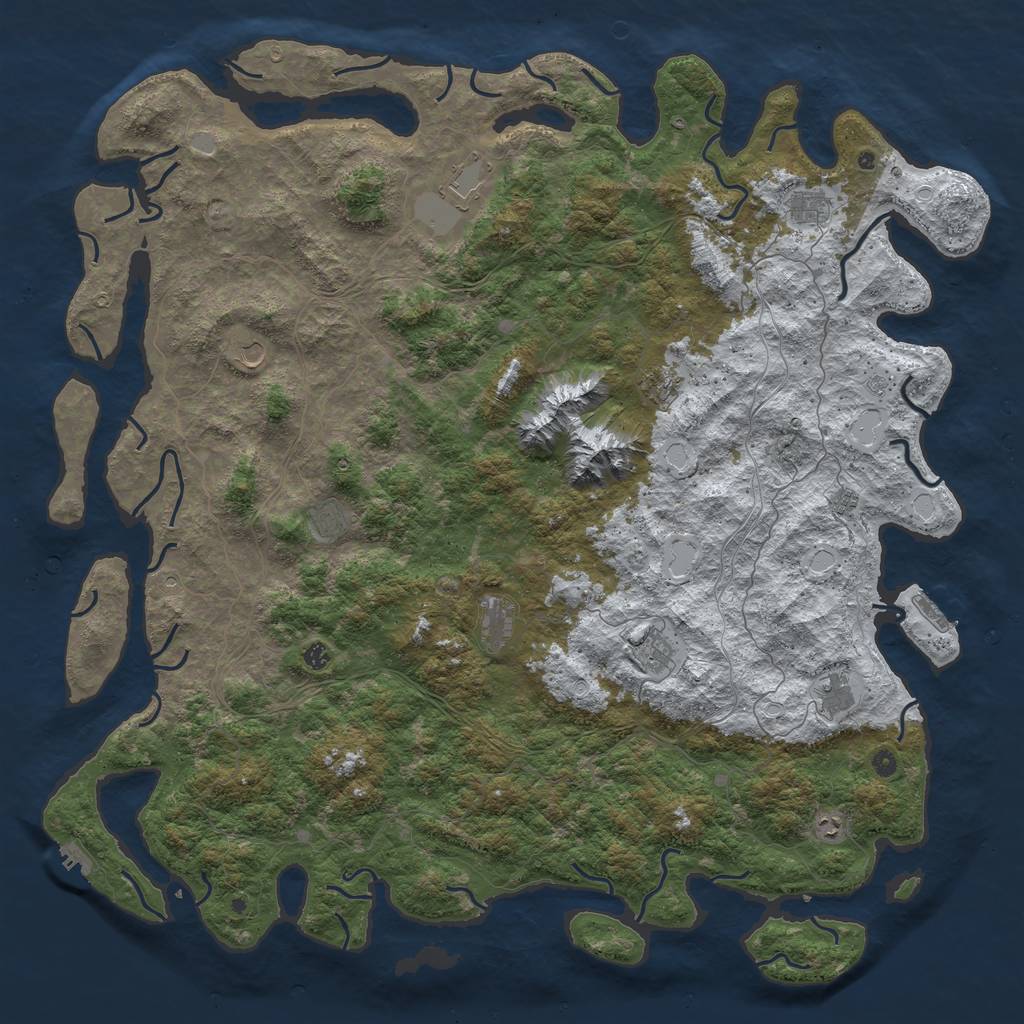 Rust Map: Procedural Map, Size: 6000, Seed: 4268535, 20 Monuments