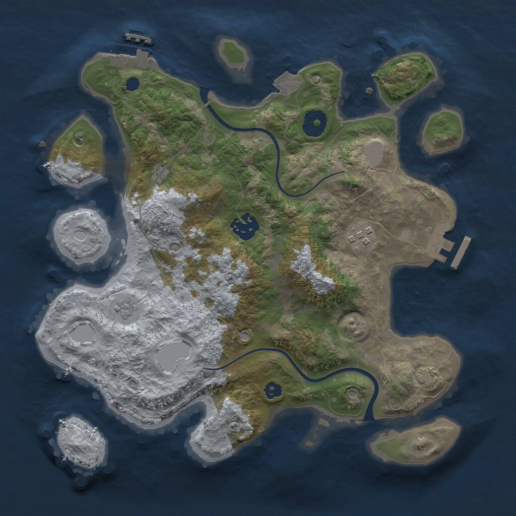Rust Map: Procedural Map, Size: 3000, Seed: 2852592, 8 Monuments