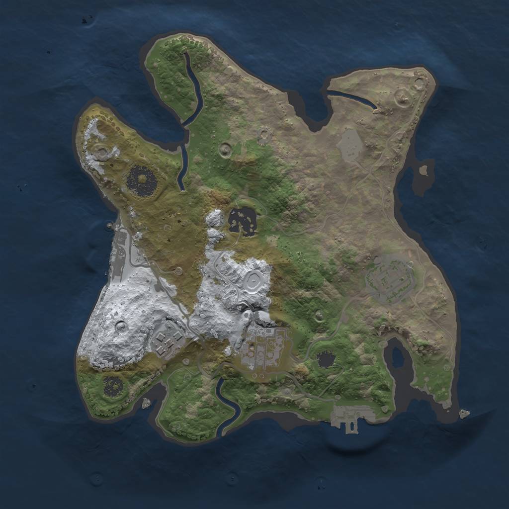 Rust Map: Procedural Map, Size: 2500, Seed: 920116227, 11 Monuments