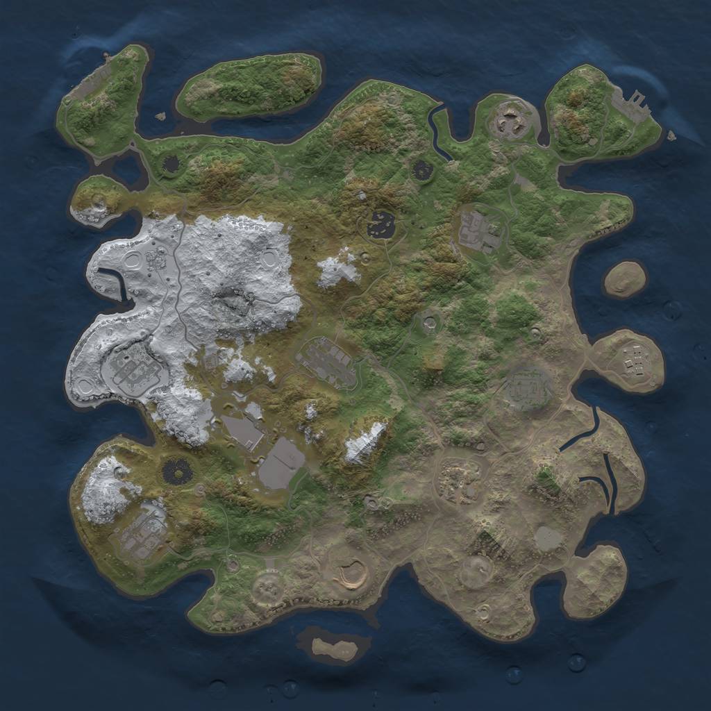 Rust Map: Procedural Map, Size: 3700, Seed: 2003202388, 20 Monuments