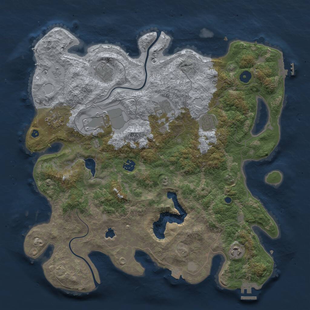 Rust Map: Procedural Map, Size: 4000, Seed: 6477134, 13 Monuments