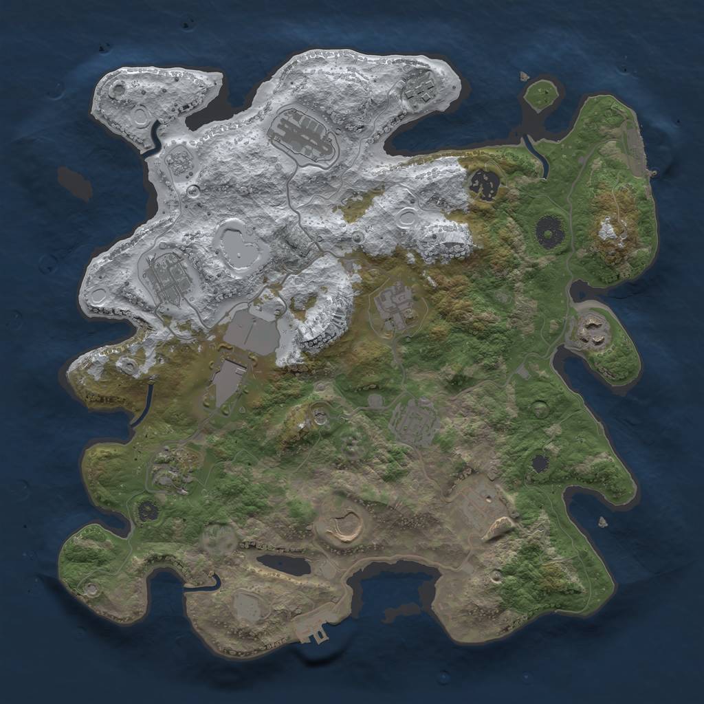Rust Map: Procedural Map, Size: 3500, Seed: 122857683, 20 Monuments