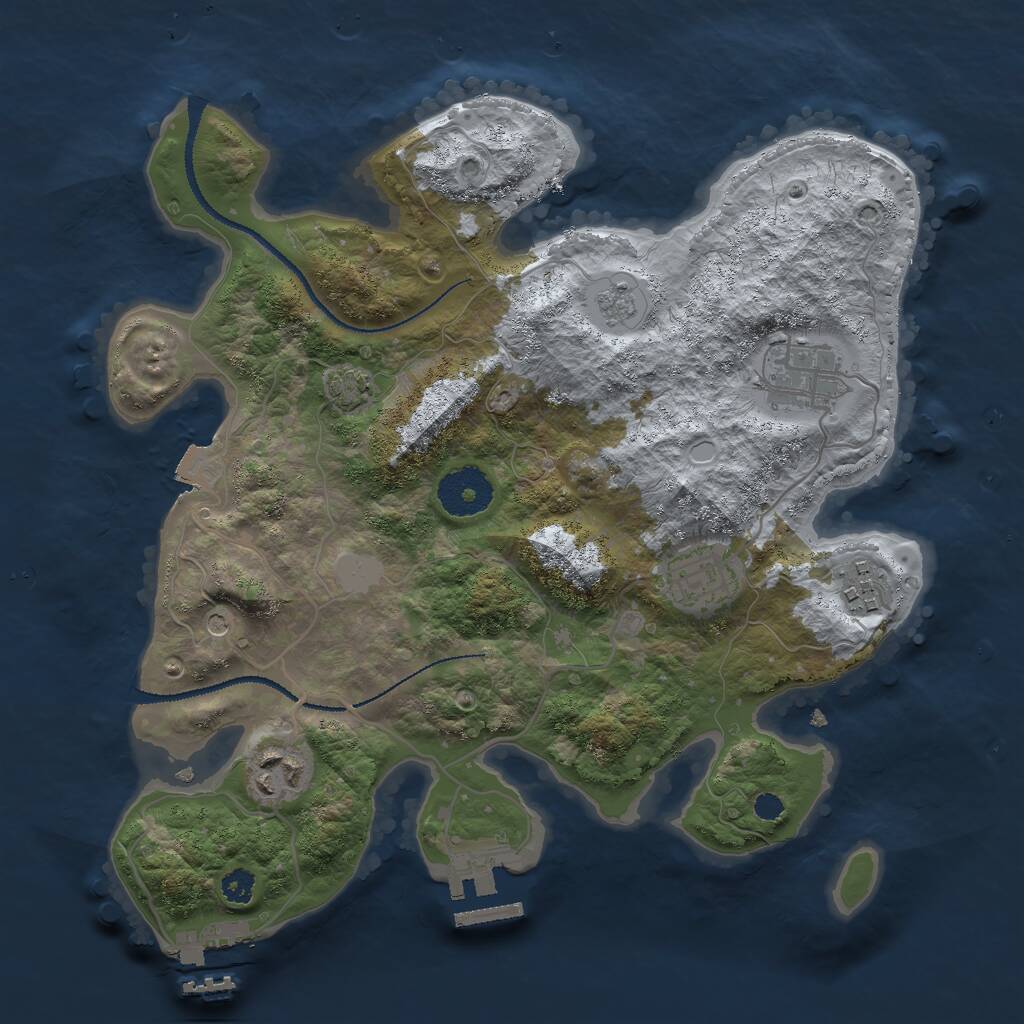 Rust Map: Procedural Map, Size: 3000, Seed: 2077143597, 10 Monuments