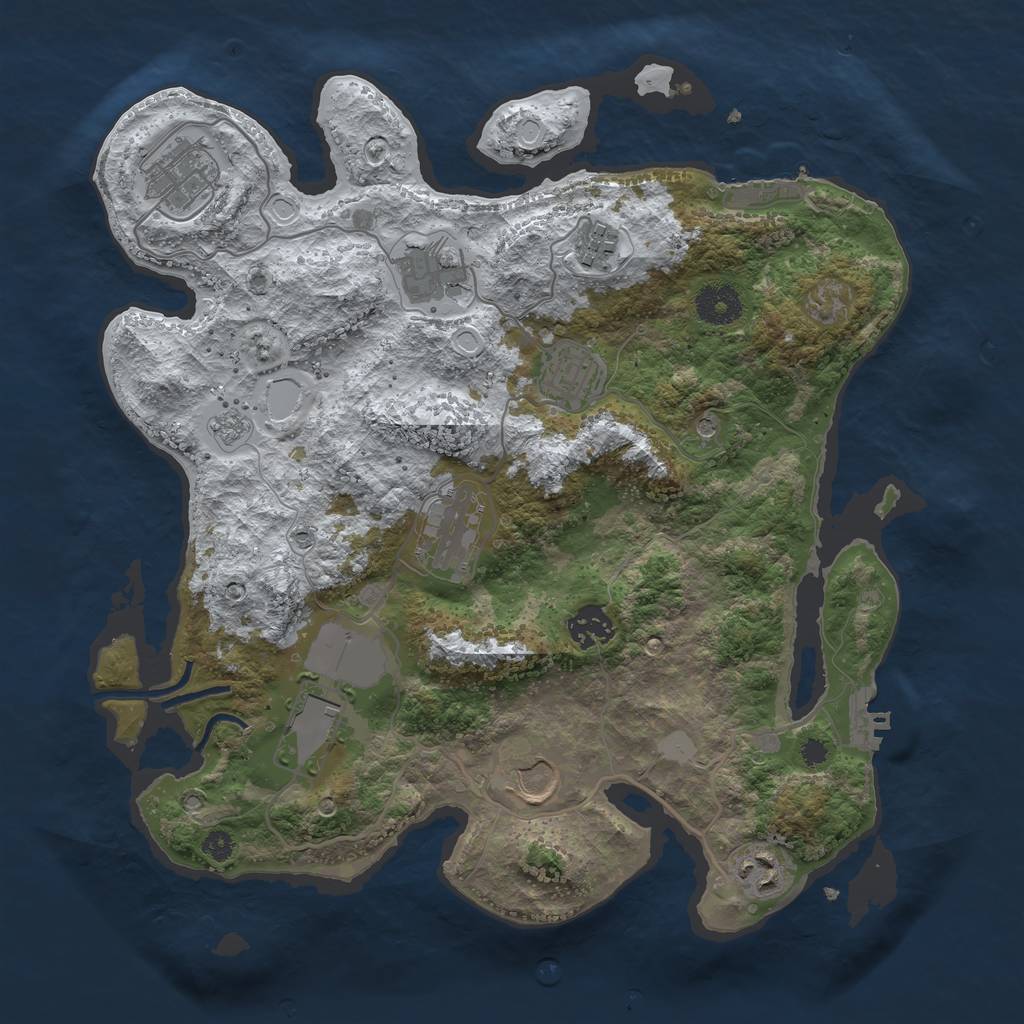 Rust Map: Procedural Map, Size: 3500, Seed: 1739029004, 18 Monuments