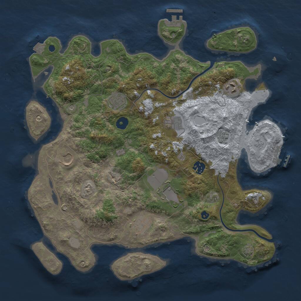 Rust Map: Procedural Map, Size: 3750, Seed: 1561367647, 14 Monuments