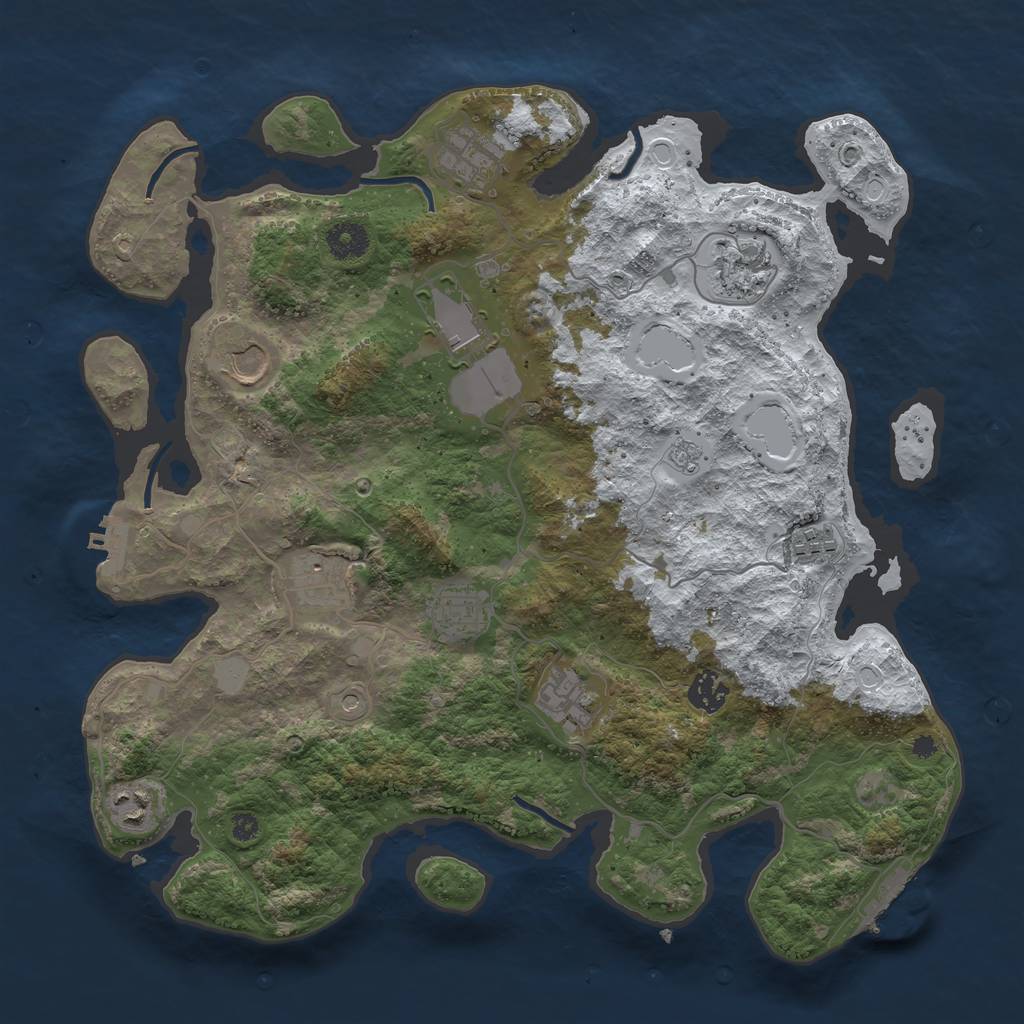 Rust Map: Procedural Map, Size: 3800, Seed: 20633, 19 Monuments
