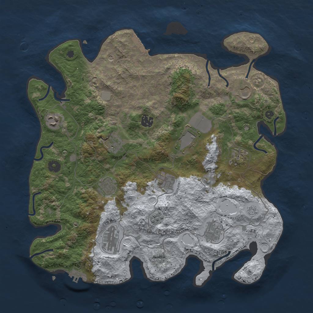 Rust Map: Procedural Map, Size: 3750, Seed: 1825801740, 20 Monuments