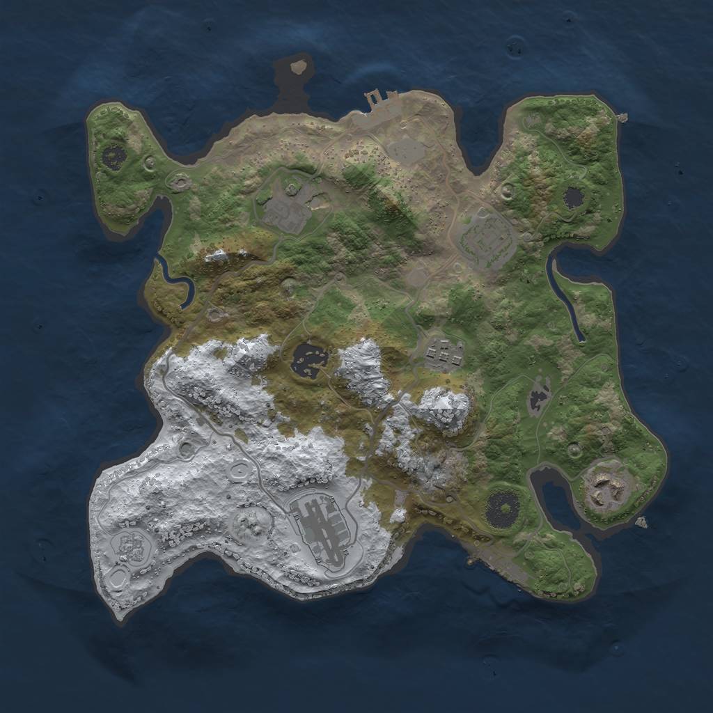 Rust Map: Procedural Map, Size: 3000, Seed: 27965941, 14 Monuments