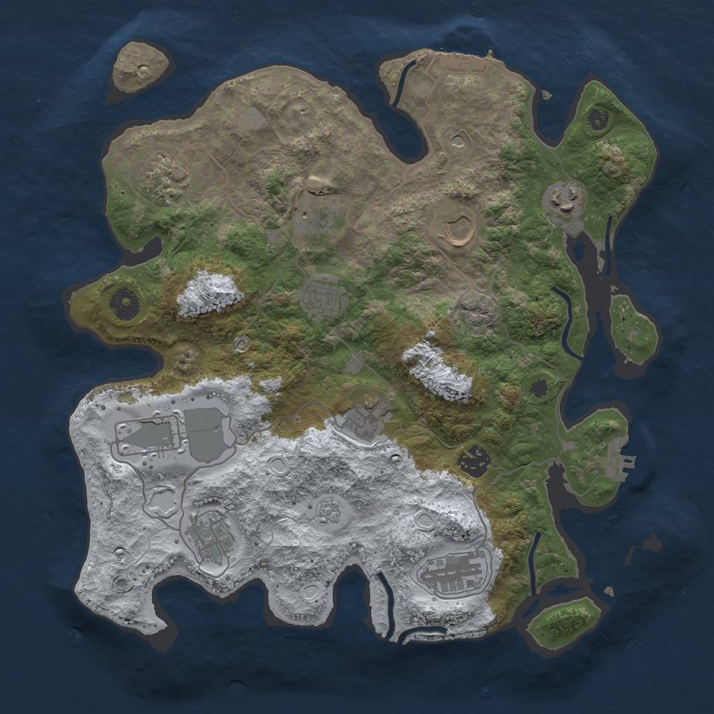 Rust Map: Procedural Map, Size: 3500, Seed: 1487857907, 19 Monuments