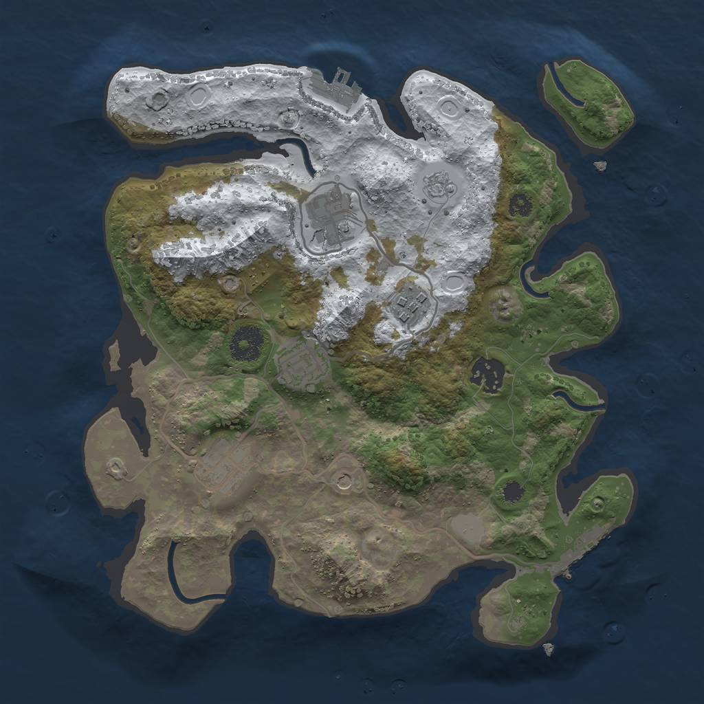 Rust Map: Procedural Map, Size: 3000, Seed: 1833749863, 14 Monuments