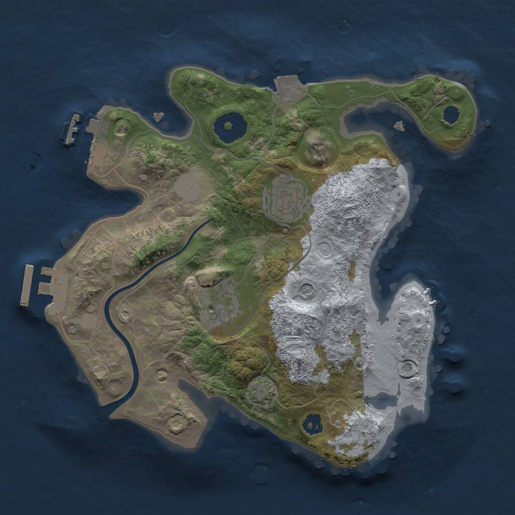 Rust Map: Procedural Map, Size: 2500, Seed: 46950011, 7 Monuments