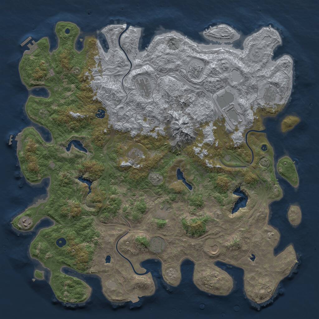Rust Map: Procedural Map, Size: 5000, Seed: 5385, 17 Monuments