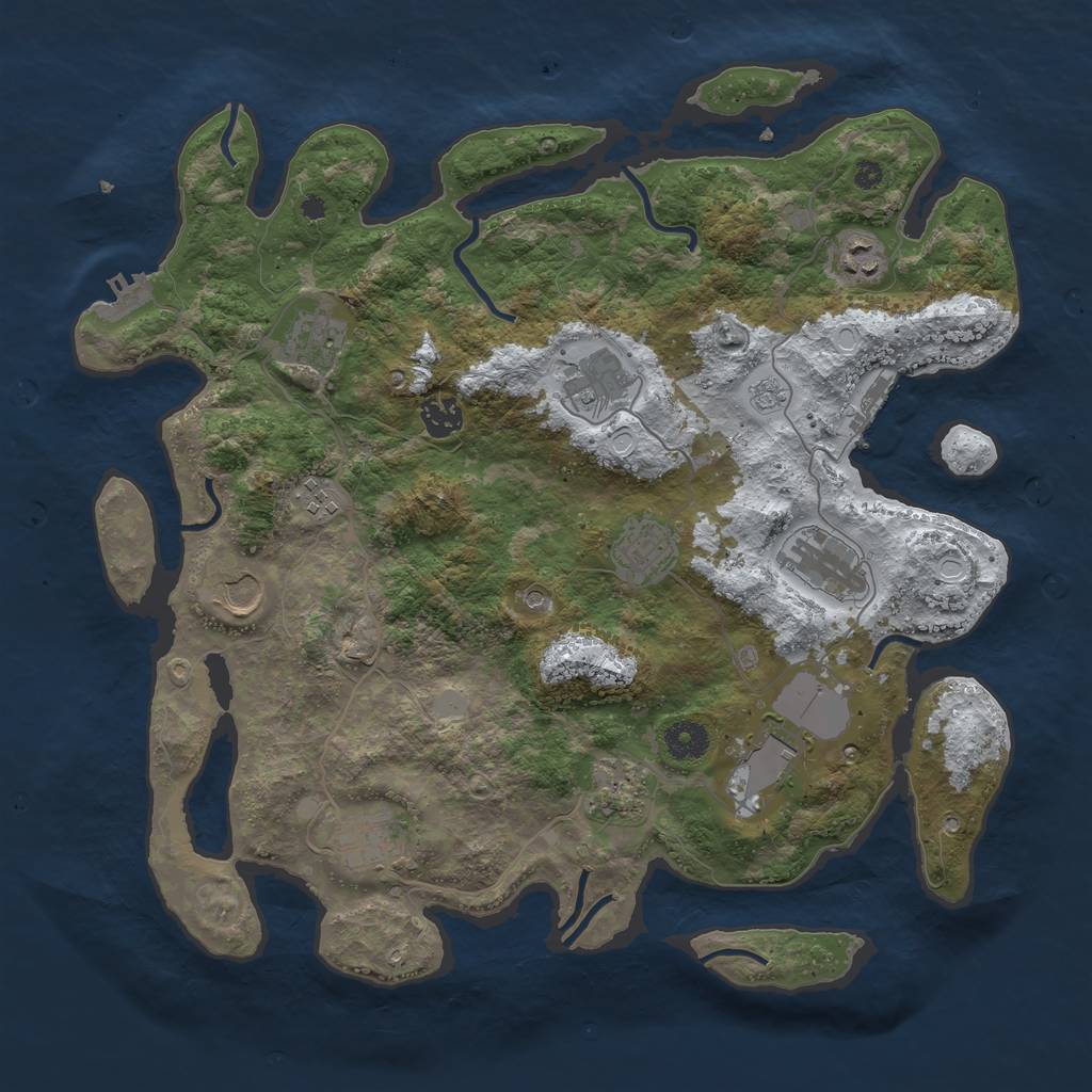 Rust Map: Procedural Map, Size: 3900, Seed: 381, 20 Monuments
