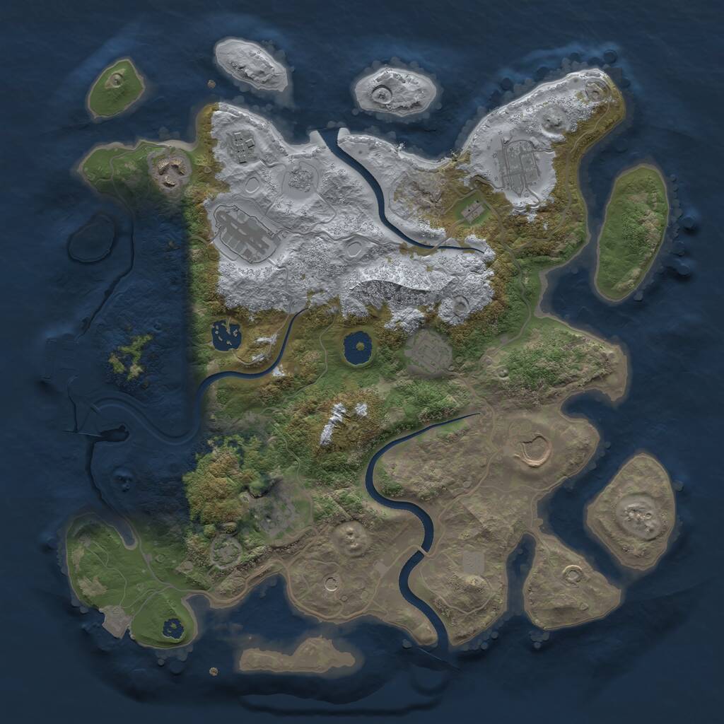 Rust Map: Procedural Map, Size: 3500, Seed: 5212, 13 Monuments
