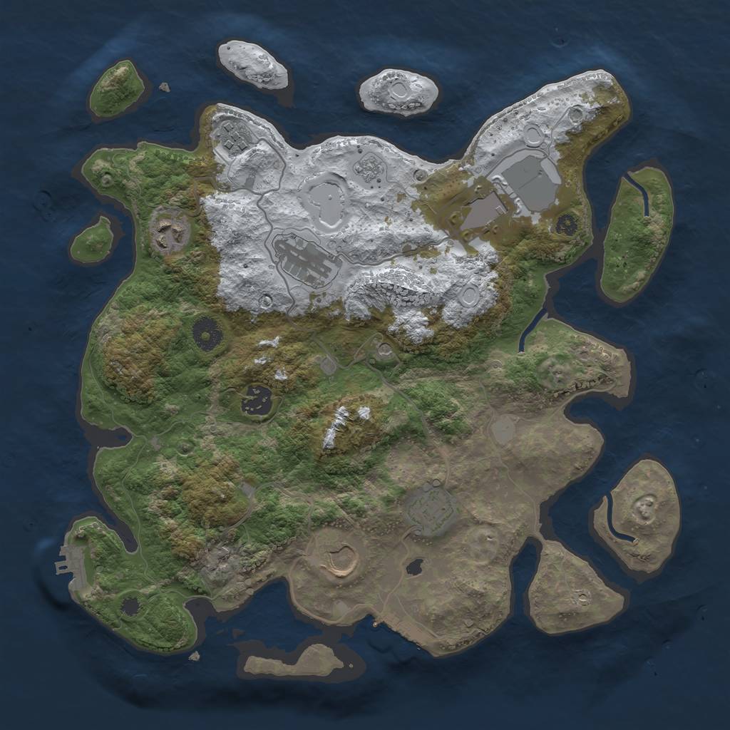 Rust Map: Procedural Map, Size: 3500, Seed: 5212, 16 Monuments