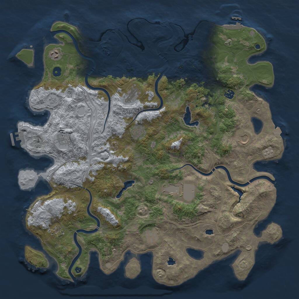 Rust Map: Procedural Map, Size: 4800, Seed: 2109103418, 16 Monuments