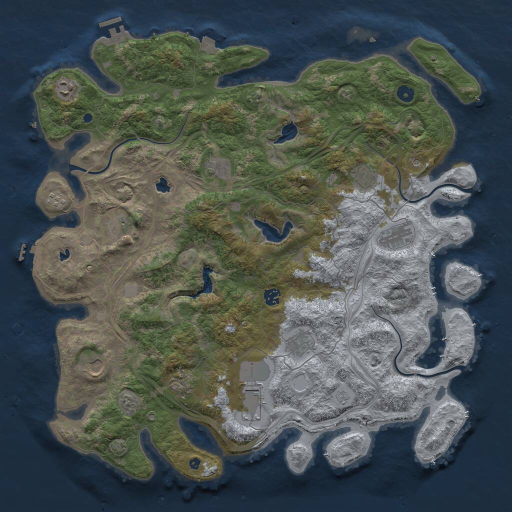 Rust Map: Procedural Map, Size: 4500, Seed: 4550, 17 Monuments